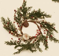 Wreath - Snowman Candy Cane Rusty Bells 12"
