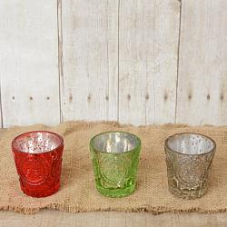 Votive Holders - Red, Green & Silver