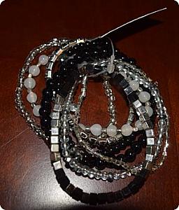 Eight Silver/Black/White Bracelets in One