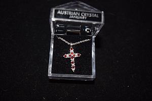 BirthStone Cross Necklace - January Full Austrian Crystal