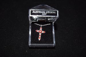 BirthStone Cross Necklace - July Full Austrian Crystal