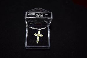 BirthStone Cross Necklace - August Full Austrian Crystal
