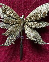 Gold Glitter Butterfly Clip Ornament