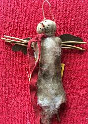 Tea Stained Snowman Angel Ornament