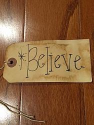 Tea Stained Tag - Believe