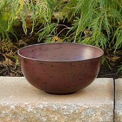 Distressed Wooden Bowl - Burgundy